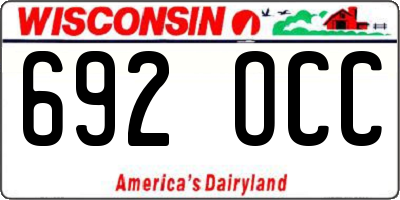 WI license plate 692OCC