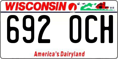 WI license plate 692OCH