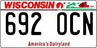 WI license plate 692OCN