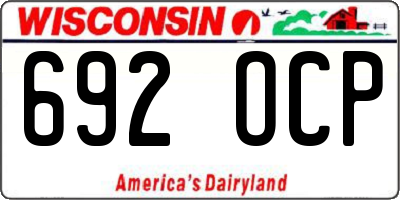WI license plate 692OCP