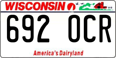 WI license plate 692OCR