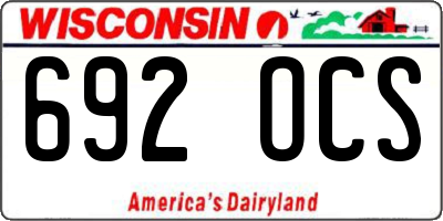 WI license plate 692OCS