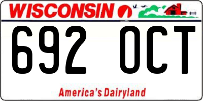 WI license plate 692OCT