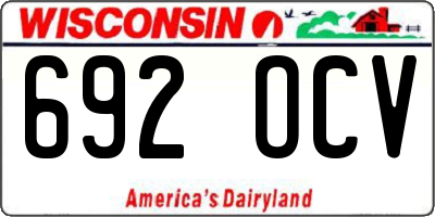 WI license plate 692OCV