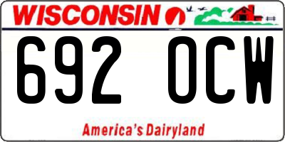 WI license plate 692OCW