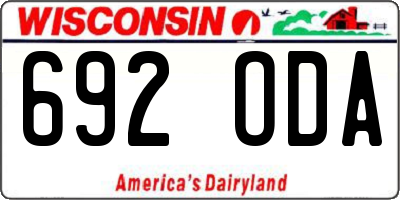 WI license plate 692ODA