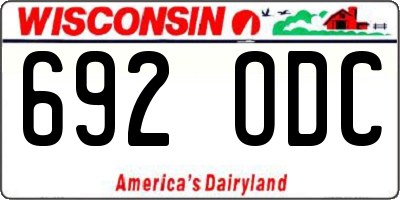 WI license plate 692ODC