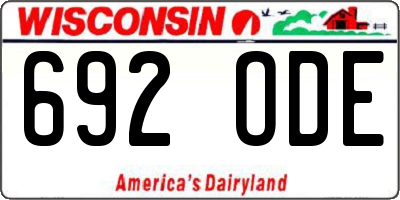 WI license plate 692ODE