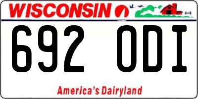 WI license plate 692ODI