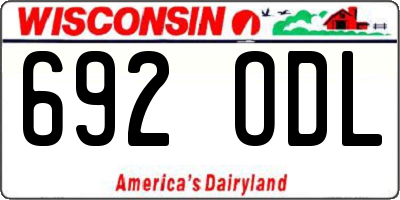 WI license plate 692ODL