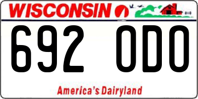 WI license plate 692ODO