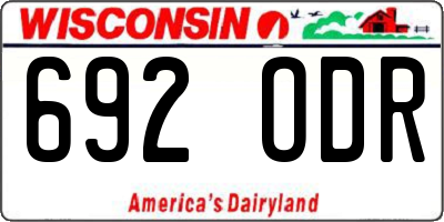 WI license plate 692ODR