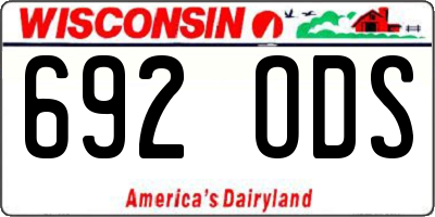 WI license plate 692ODS