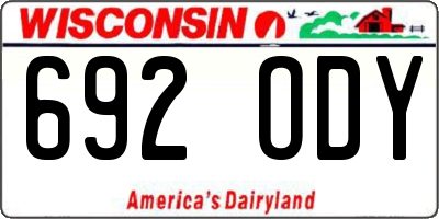 WI license plate 692ODY