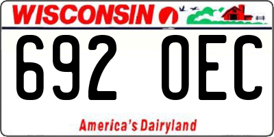 WI license plate 692OEC