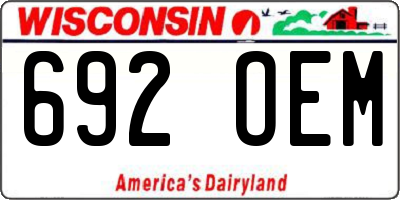 WI license plate 692OEM