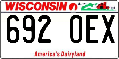 WI license plate 692OEX