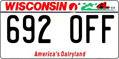 WI license plate 692OFF