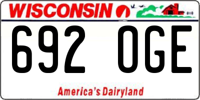WI license plate 692OGE