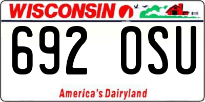 WI license plate 692OSU