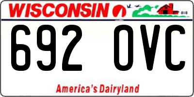 WI license plate 692OVC