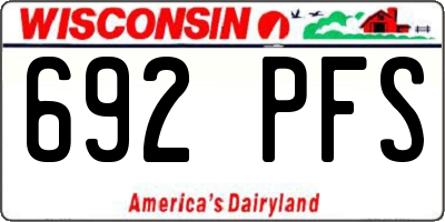 WI license plate 692PFS