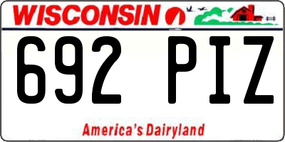 WI license plate 692PIZ