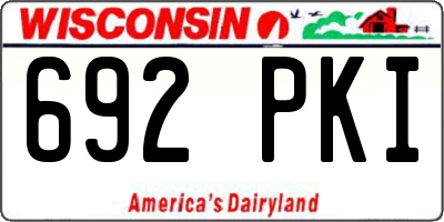 WI license plate 692PKI