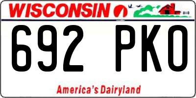 WI license plate 692PKO