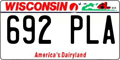 WI license plate 692PLA