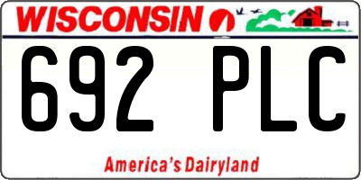 WI license plate 692PLC