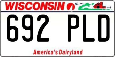 WI license plate 692PLD