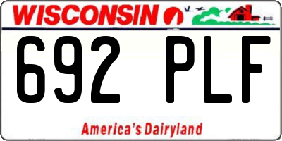 WI license plate 692PLF