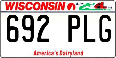 WI license plate 692PLG