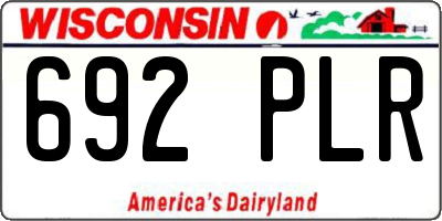WI license plate 692PLR