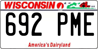 WI license plate 692PME