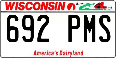 WI license plate 692PMS
