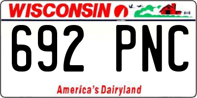 WI license plate 692PNC