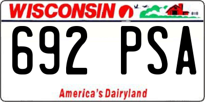 WI license plate 692PSA
