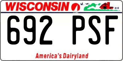 WI license plate 692PSF