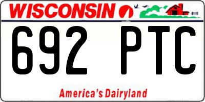 WI license plate 692PTC