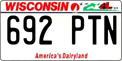 WI license plate 692PTN