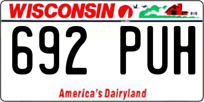 WI license plate 692PUH