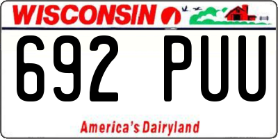 WI license plate 692PUU