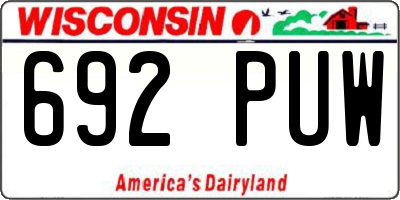 WI license plate 692PUW