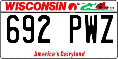 WI license plate 692PWZ