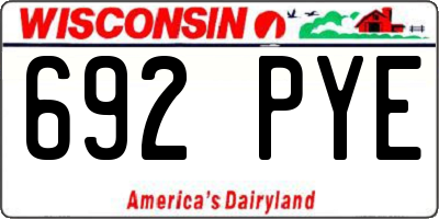 WI license plate 692PYE