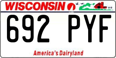 WI license plate 692PYF
