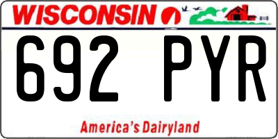 WI license plate 692PYR