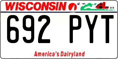 WI license plate 692PYT